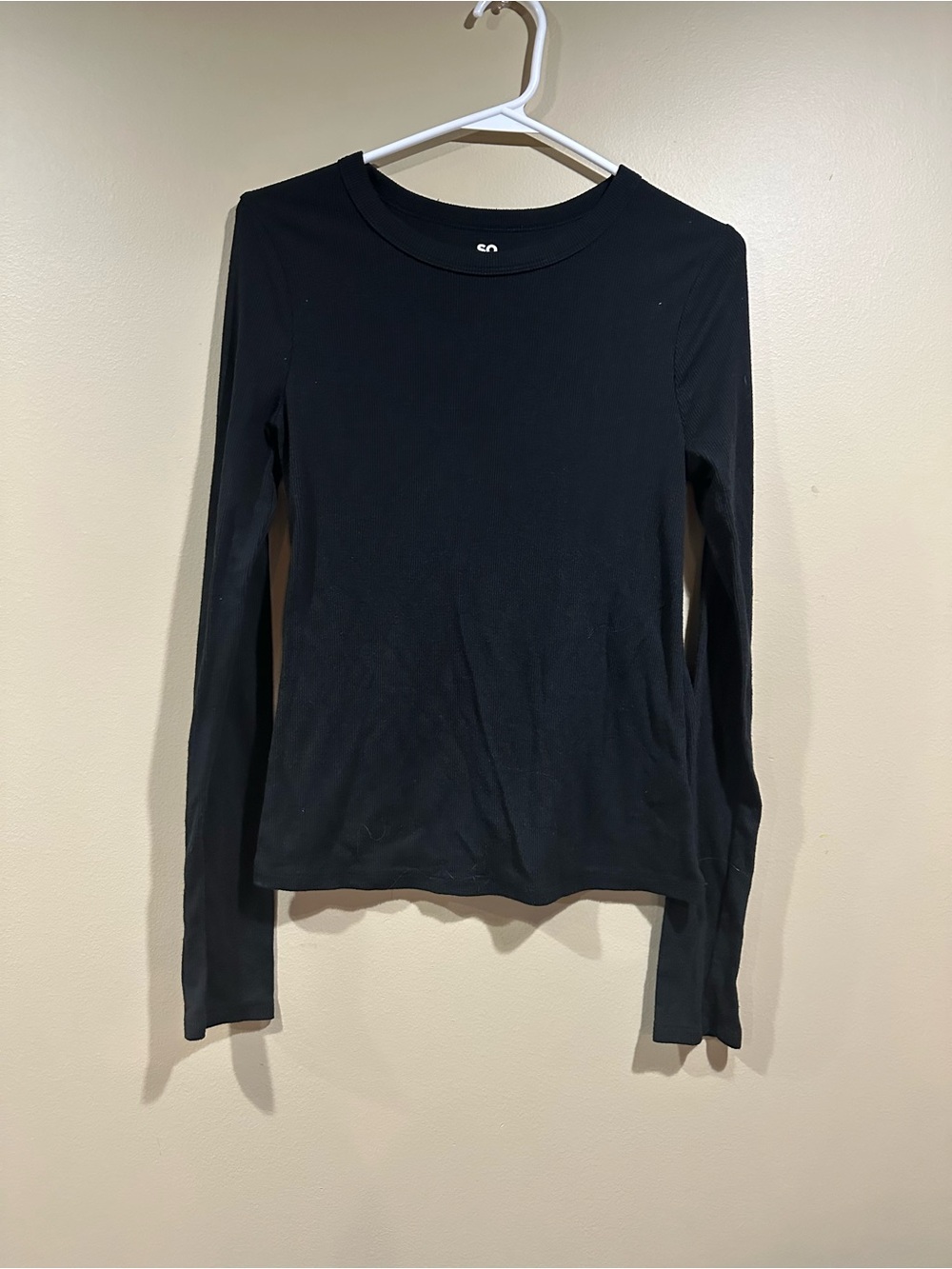 SO Black Long-Sleeve Crewneck Top